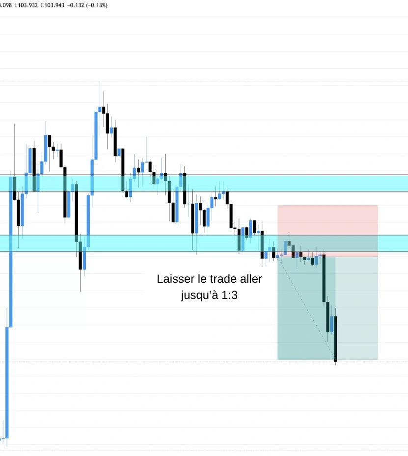 Gestion des risques avec stop-loss et take-profit configurés sur un modèle harmonique
