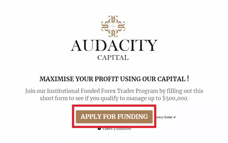Remplir le formulaire d’inscription AudaCity Capital