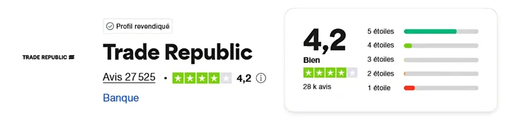 note de trade republic sur trustpilot
