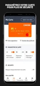 paramètres et sécurité carte nickel