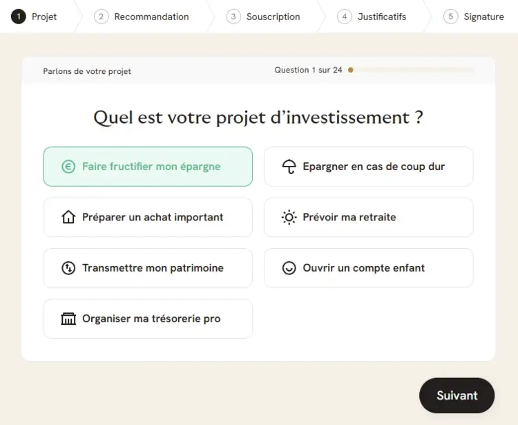 simulation projet investissement Yomoni