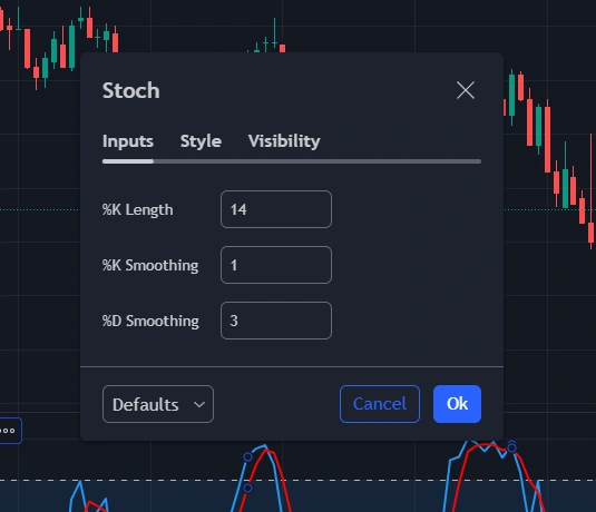 indicateur Stochastique configuration paramètres période 14 lissage %K %D oscillateur technique trading