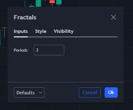 Fractales Williams paramètres configuration TradingView pour analyse technique trading