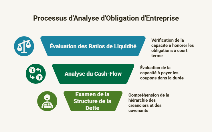 Infographie analyse obligation d'entreprise ratios liquidité cash-flow structure dette