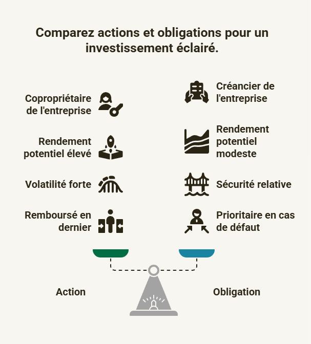 omparatif action ou obligation copropriétaire créancier rendement volatilité