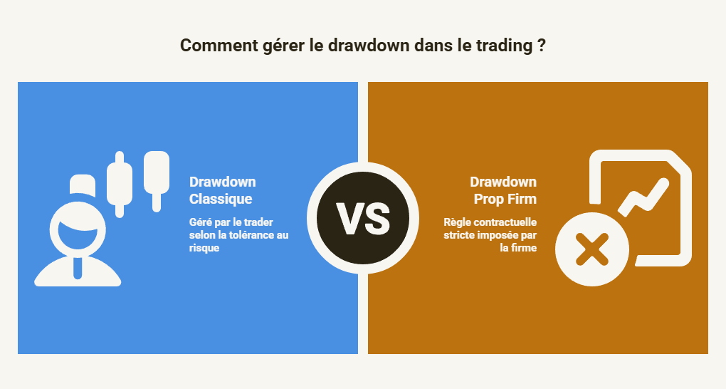 Drawdown classique vs Drawdown prop firm – comparaison drawdown classique versus drawdown prop firm règle contractuelle